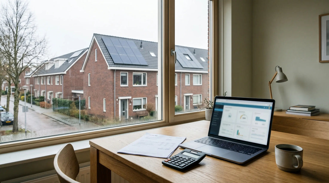 Nederlandse woning met zonnepanelen, slimme meter en thuisbatterij bij btw-teruggave in 2026