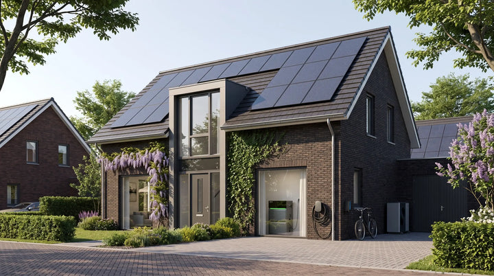 Nederlandse woning met zonnepanelen en slim energie-inzicht voor meer eigen verbruik na het stoppen van salderen