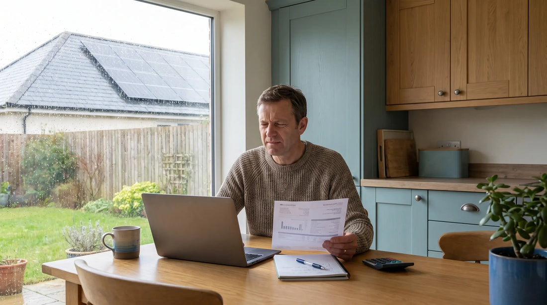 UK homeowner reviewing electricity use and home battery costs