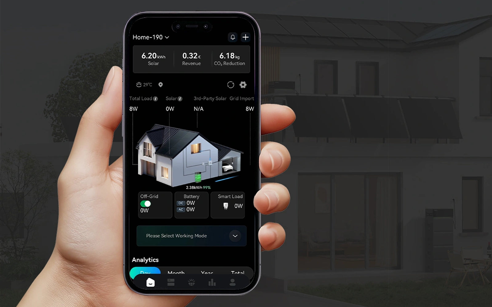 Sunpura-app voor energiemonitoring en beheer van de thuisbatterij